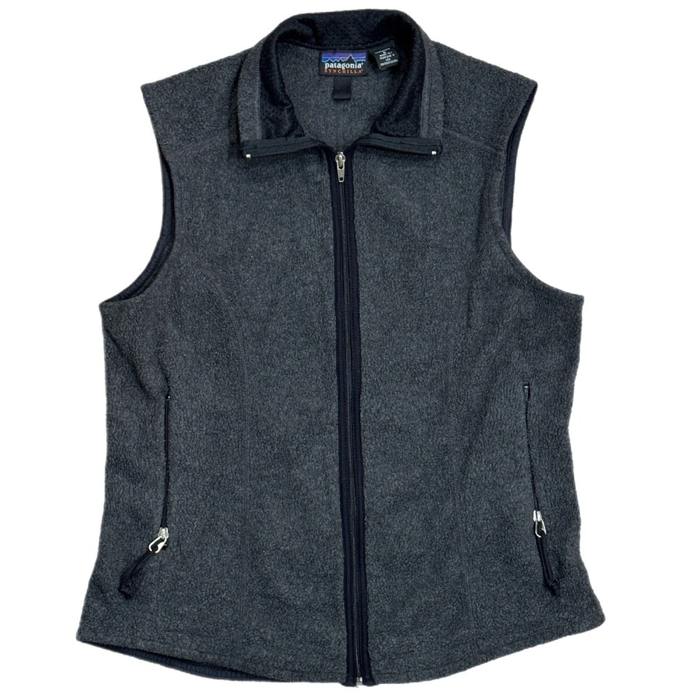 Patagonia Synchilla Fleece Vest Gray Full Zip Vintage Made in USA Womens Large